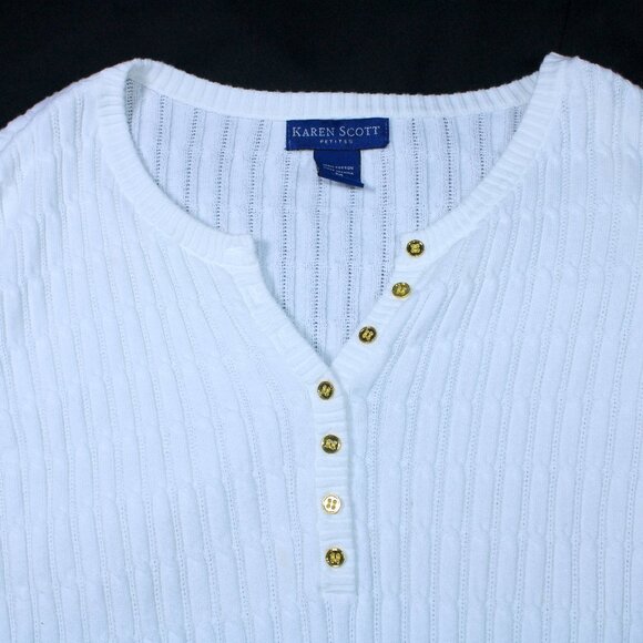 Karen Scott Sweaters - Karen Scott Women's White and Cream Jumper